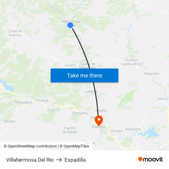 Villahermosa Del Río to Espadilla map