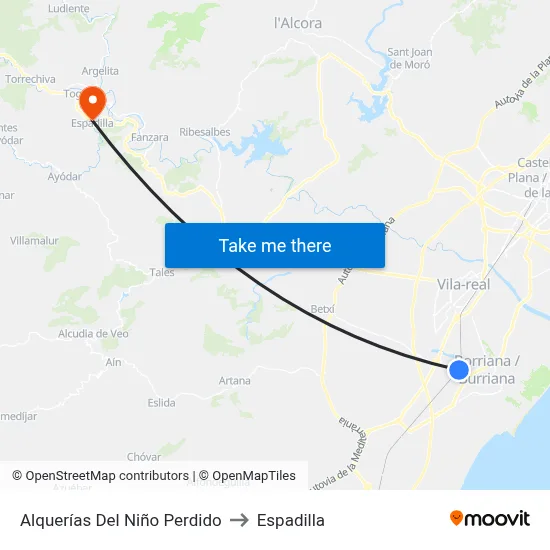 Alquerías Del Niño Perdido to Espadilla map