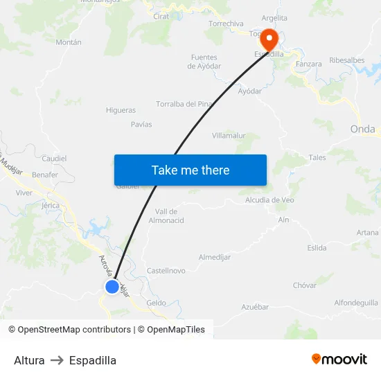 Altura to Espadilla map