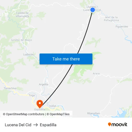 Lucena Del Cid to Espadilla map