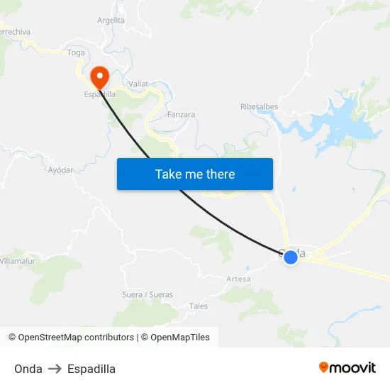 Onda to Espadilla map