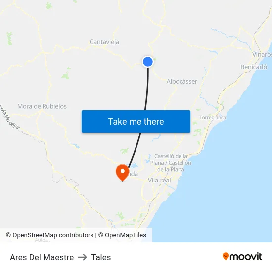 Ares Del Maestre to Tales map