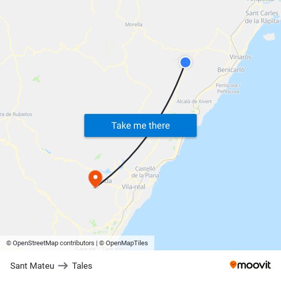 Sant Mateu to Tales map