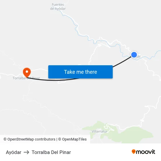 Ayódar to Torralba Del Pinar map