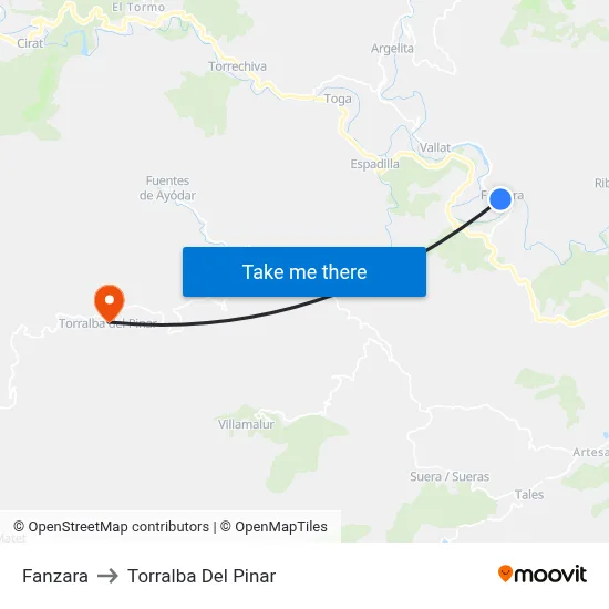 Fanzara to Torralba Del Pinar map