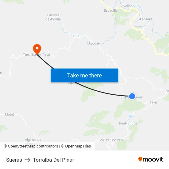 Sueras to Torralba Del Pinar map
