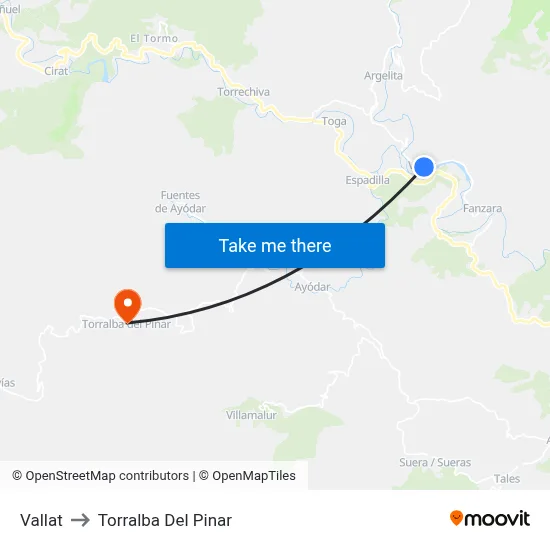 Vallat to Torralba Del Pinar map