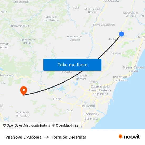 Vilanova D'Alcolea to Torralba Del Pinar map