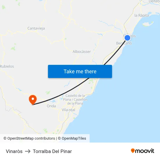 Vinaròs to Torralba Del Pinar map