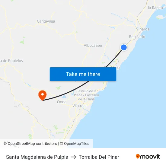 Santa Magdalena de Pulpis to Torralba Del Pinar map