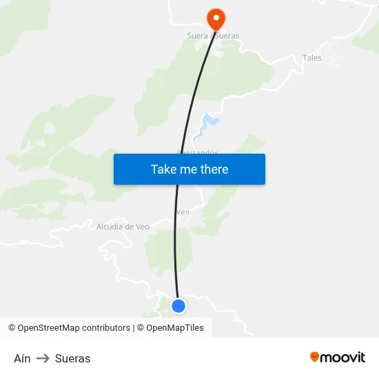 Aín to Sueras map