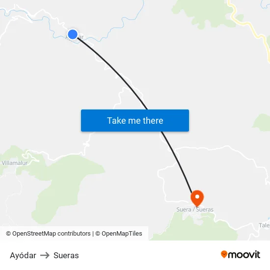 Ayódar to Sueras map