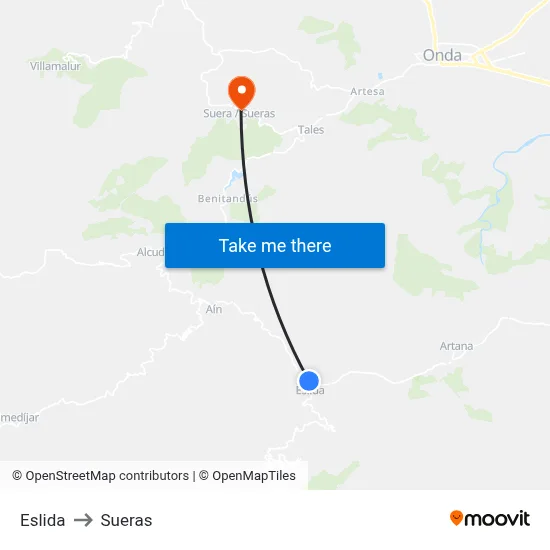 Eslida to Sueras map
