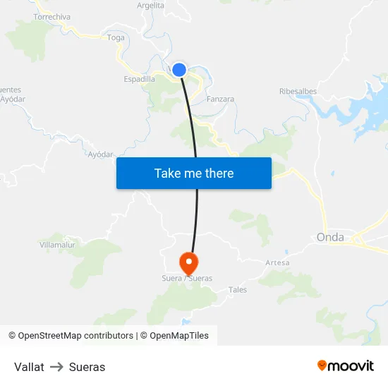 Vallat to Sueras map