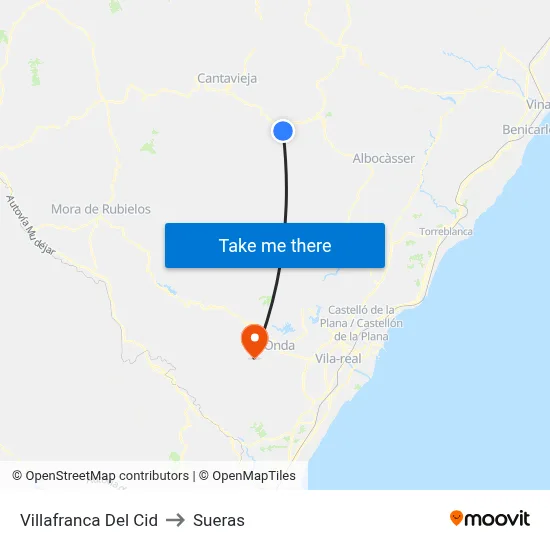 Villafranca Del Cid to Sueras map