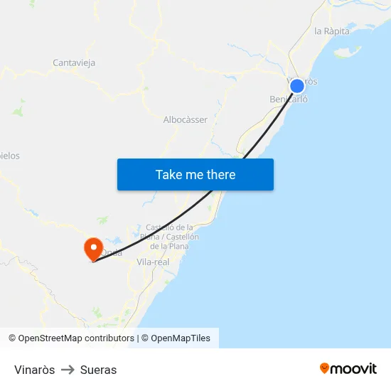 Vinaròs to Sueras map
