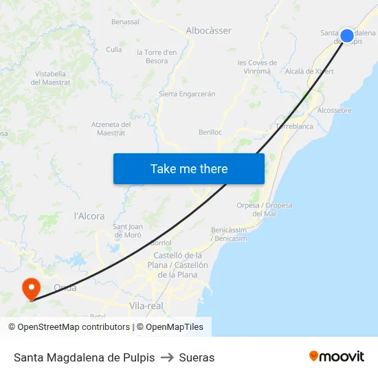 Santa Magdalena de Pulpis to Sueras map