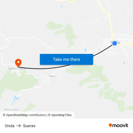 Onda to Sueras map