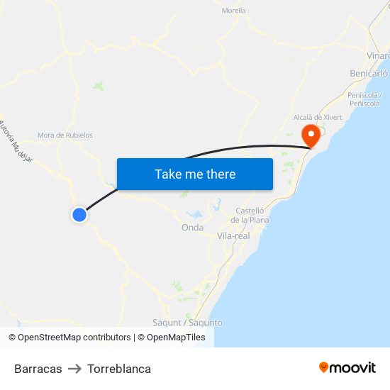 Barracas to Torreblanca map