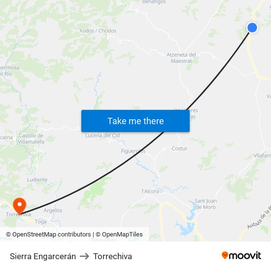 Sierra Engarcerán to Torrechiva map