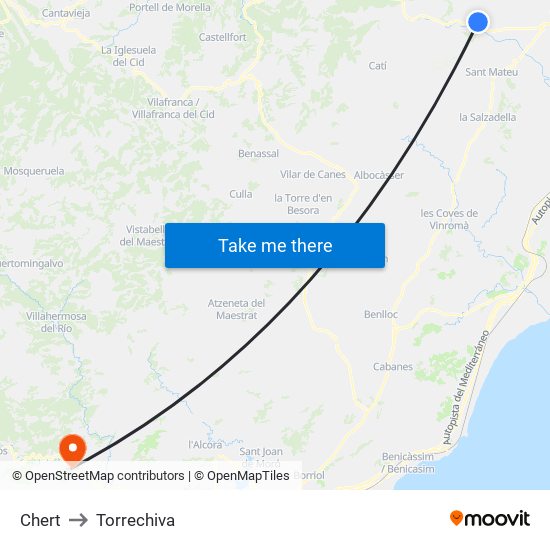 Chert to Torrechiva map