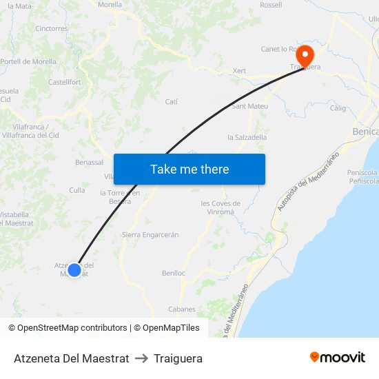 Atzeneta Del Maestrat to Traiguera map
