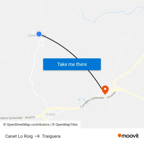 Canet Lo Roig to Traiguera map