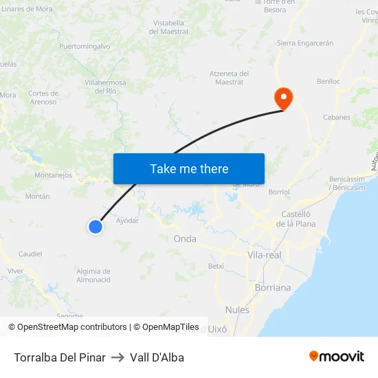 Torralba Del Pinar to Vall D'Alba map