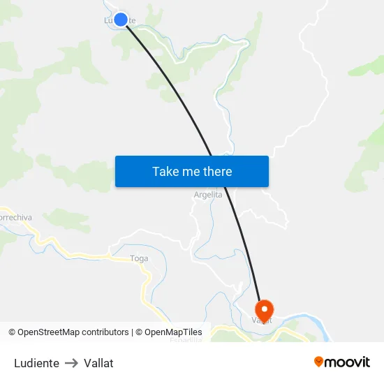Ludiente to Vallat map