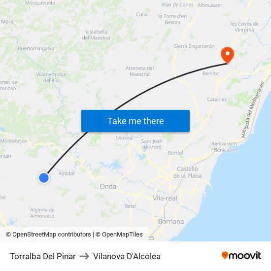 Torralba Del Pinar to Vilanova D'Alcolea map