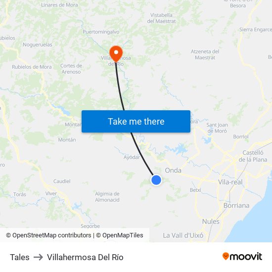 Tales to Villahermosa Del Río map