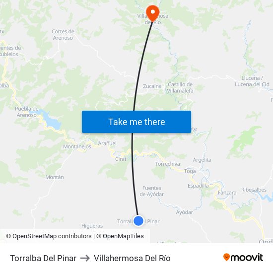 Torralba Del Pinar to Villahermosa Del Río map
