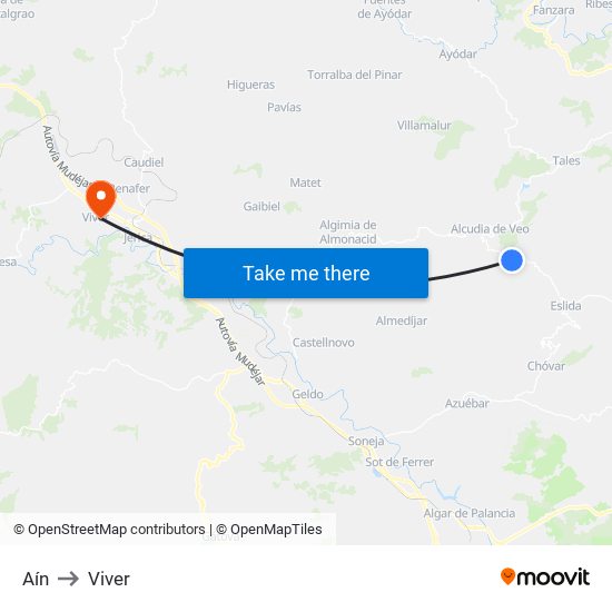 Aín to Viver map