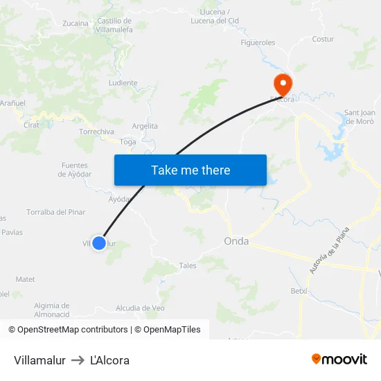 Villamalur to L'Alcora map