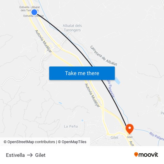 Estivella to Gilet map