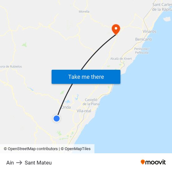 Aín to Sant Mateu map