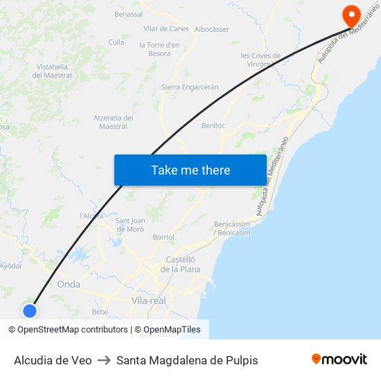 Alcudia de Veo to Santa Magdalena de Pulpis map