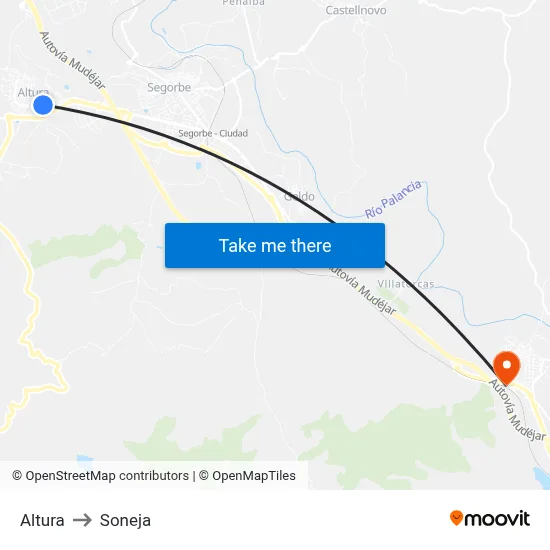 Altura to Soneja map