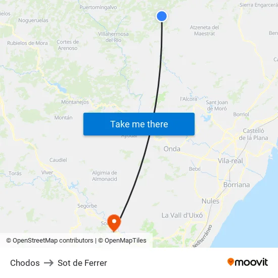 Chodos to Sot de Ferrer map