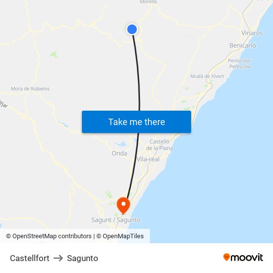Castellfort to Sagunto map