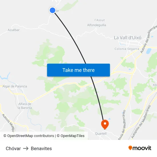 Chóvar to Benavites map