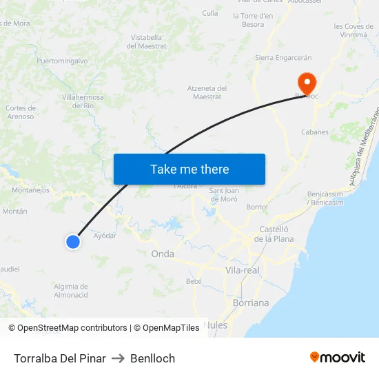 Torralba Del Pinar to Benlloch map