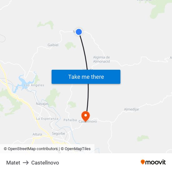 Matet to Castellnovo map