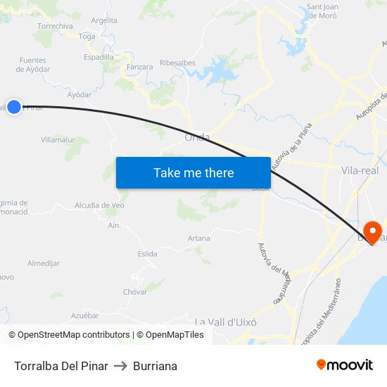 Torralba Del Pinar to Burriana map