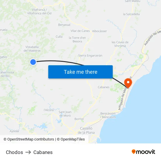 Chodos to Cabanes map
