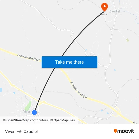 Viver to Caudiel map