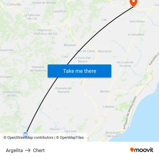 Argelita to Chert map