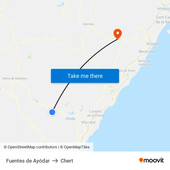 Fuentes de Ayódar to Chert map