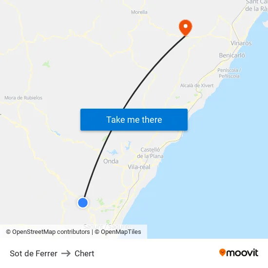 Sot de Ferrer to Chert map