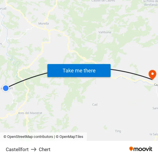 Castellfort to Chert map